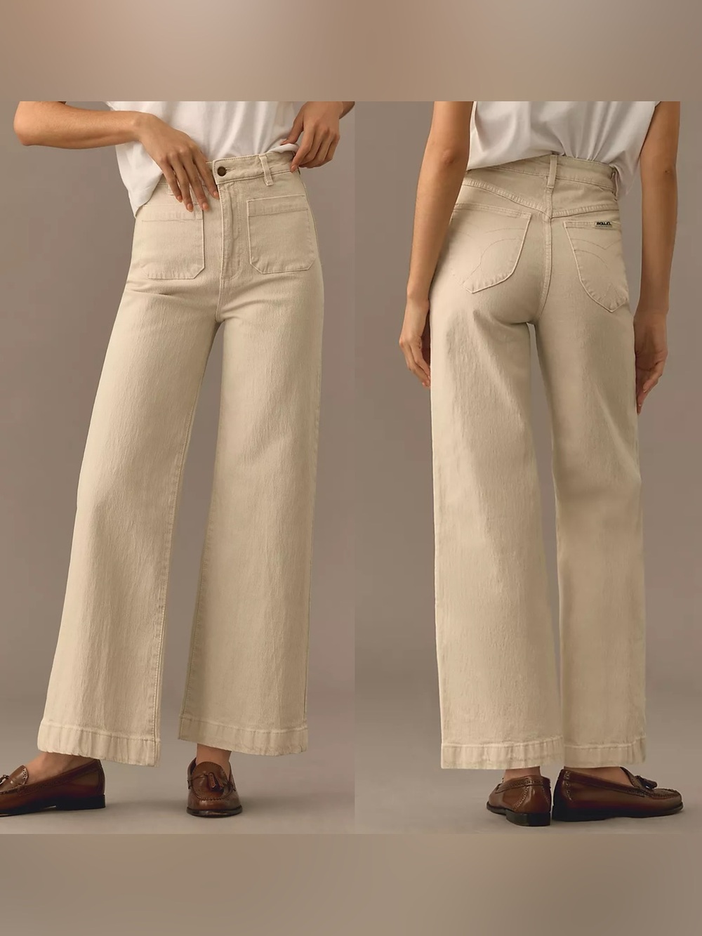 Rolla’s Sailor High-Rise Wide-Leg Jeans Light Beige Women’s - Size 27